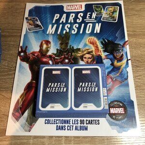 2024 MARVEL PARS EN MISSION - FRENCH / UNOPENED 29 PACKS (116 CARDS) + ALBUM